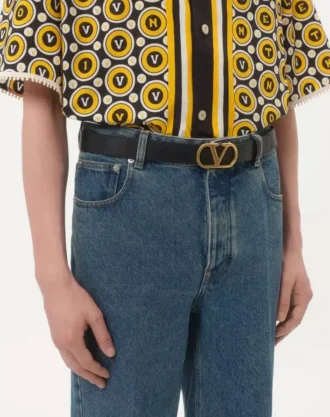 Vlogo Signature Gürtel aus glänzendem Kalbsleder 30 mm