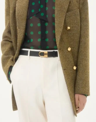 VLogo Signature Gürtel aus glänzendem Kalbsleder 30 mm mit emailliertem Logo-Detail