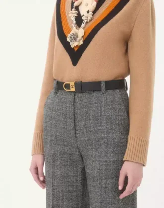 VLogo Signature Gürtel aus glänzendem Kalbsleder 30 mm mit emailliertem Logo-Detail