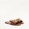 Vlogo Signature Slide Sandal aus genarbtem Rindsleder mit Accessoire