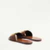 Vlogo Signature Slide Sandal aus genarbtem Rindsleder mit Accessoire