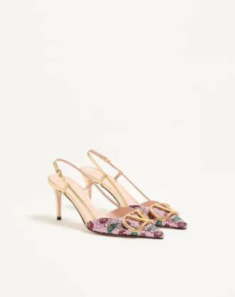 VLogo Signature Slingback Décolleté mit Cherryfic-Stickerei 80 mm