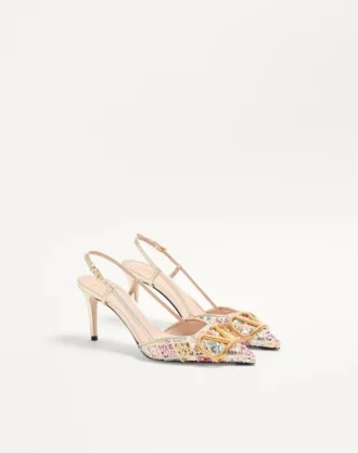 VLogo Signature Slingback Décolleté mit Rhombelle-Stickerei 80 mm