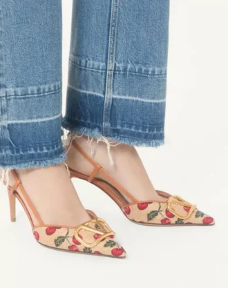 Vlogo Signature Slingback Pumps mit Cherryfic-Muster 80 mm