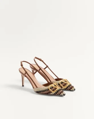 Vlogo Signature Slingback-Pumps mit Häkelstickerei 80 mm